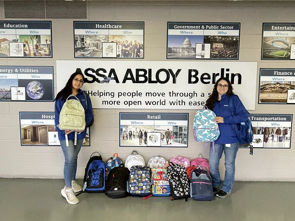 Assa Abloy backpack donation drive