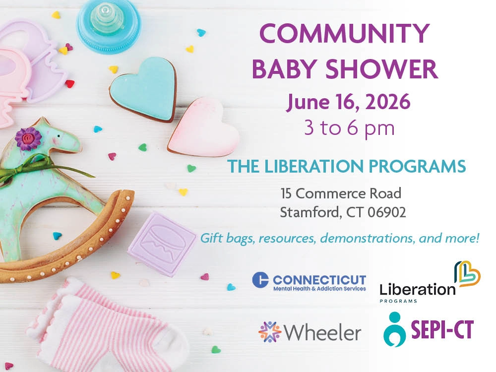 Community Baby Shower in Stamford Graphic June 16 (1000x750px news image)