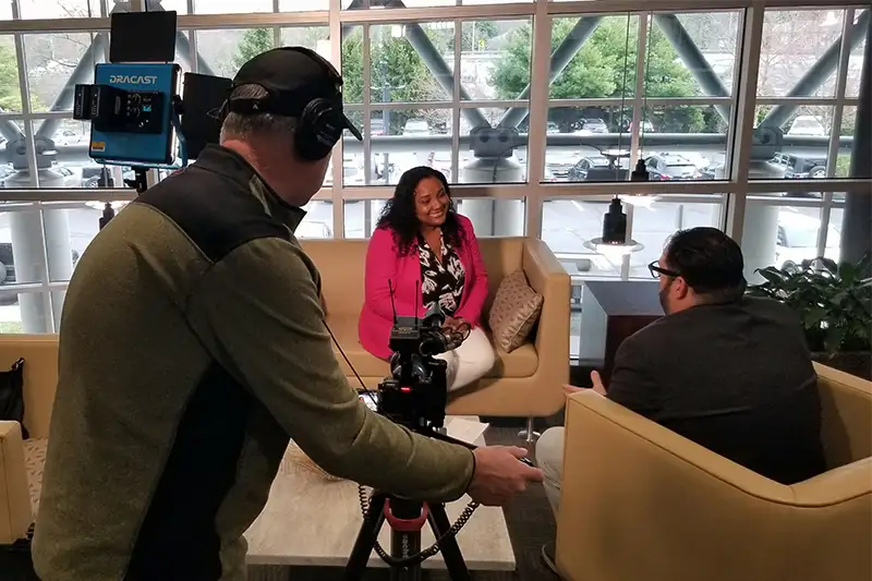 Behind the scenes view of Julia Echevarria on NBC Connecticut 