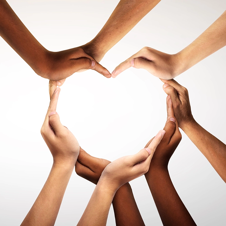 Hands together in a heart shape (768x768 accordion image)